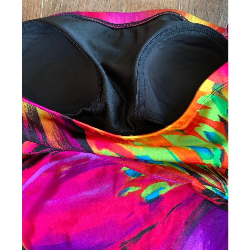 LONGITUDE SWIMSUIT ONE PC BOLD FLORAL ATTACH HALTER STRAP SIZE 8 - Picture 4 of 7